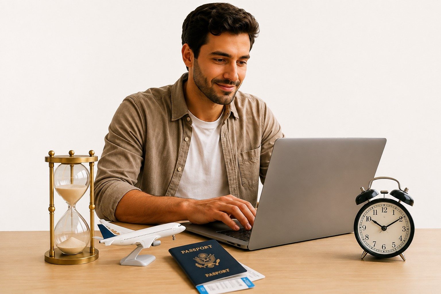 A Man Using A Laptop With Timepieces