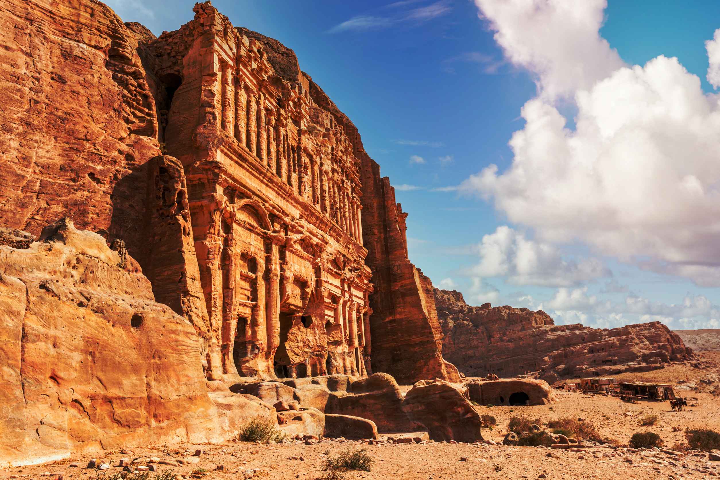 Ancient Nabataean Palace Tomb Carved In Sandstone Rock Petra Jordan