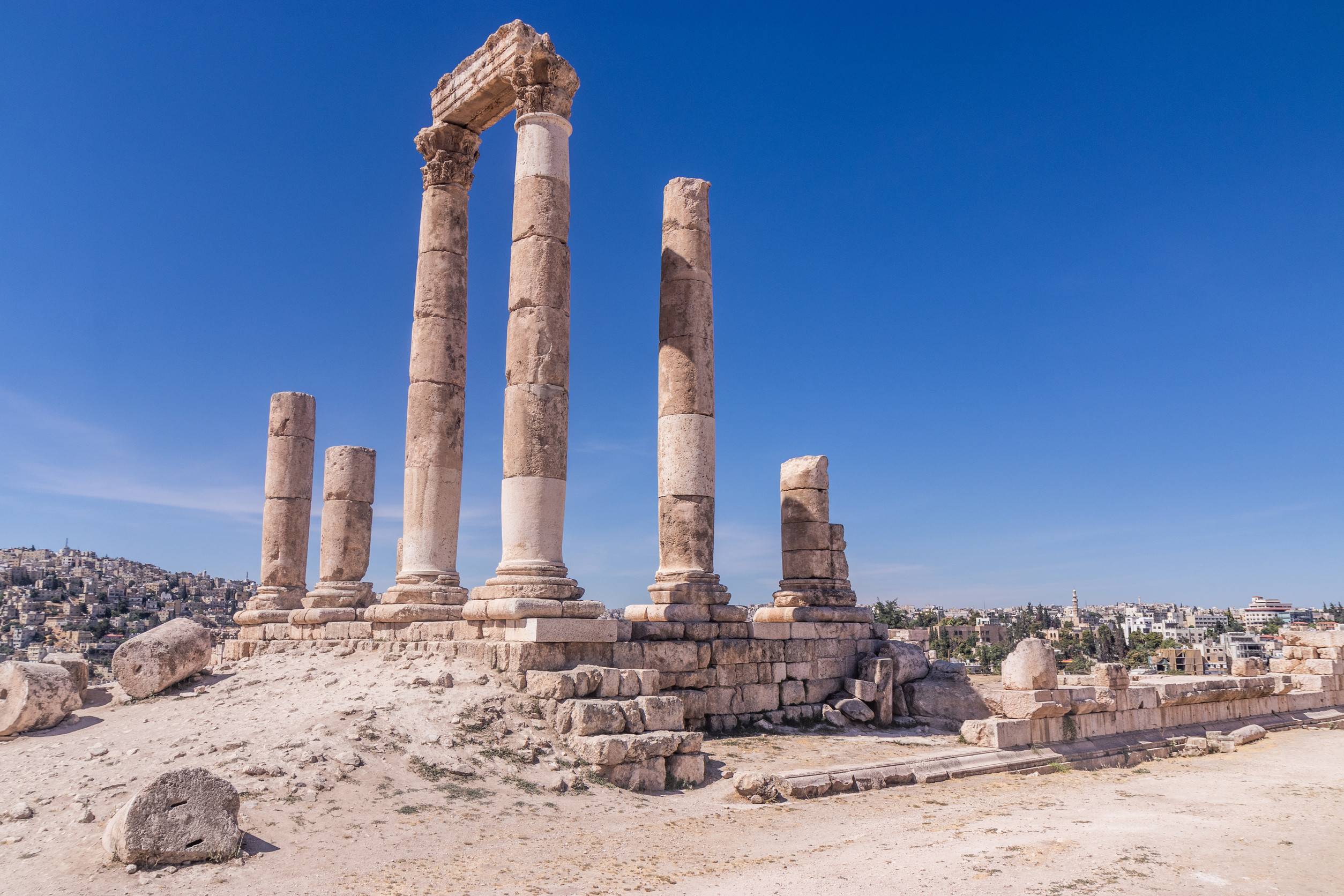 Ancient Roman columns at Amman Citadel