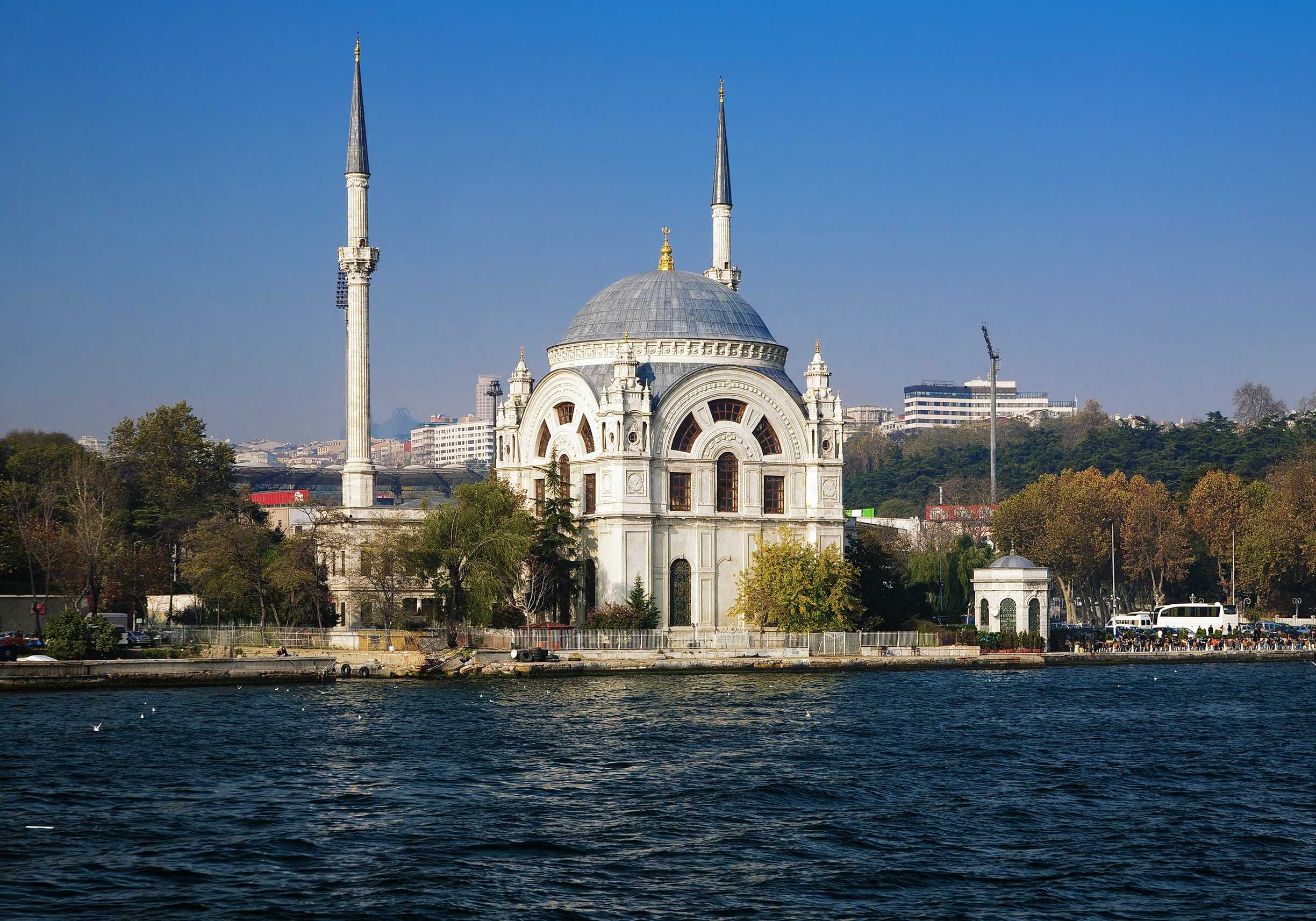 Dolmabahce Mosque At The Coast Of Bosphorus In Istanbul Turkey