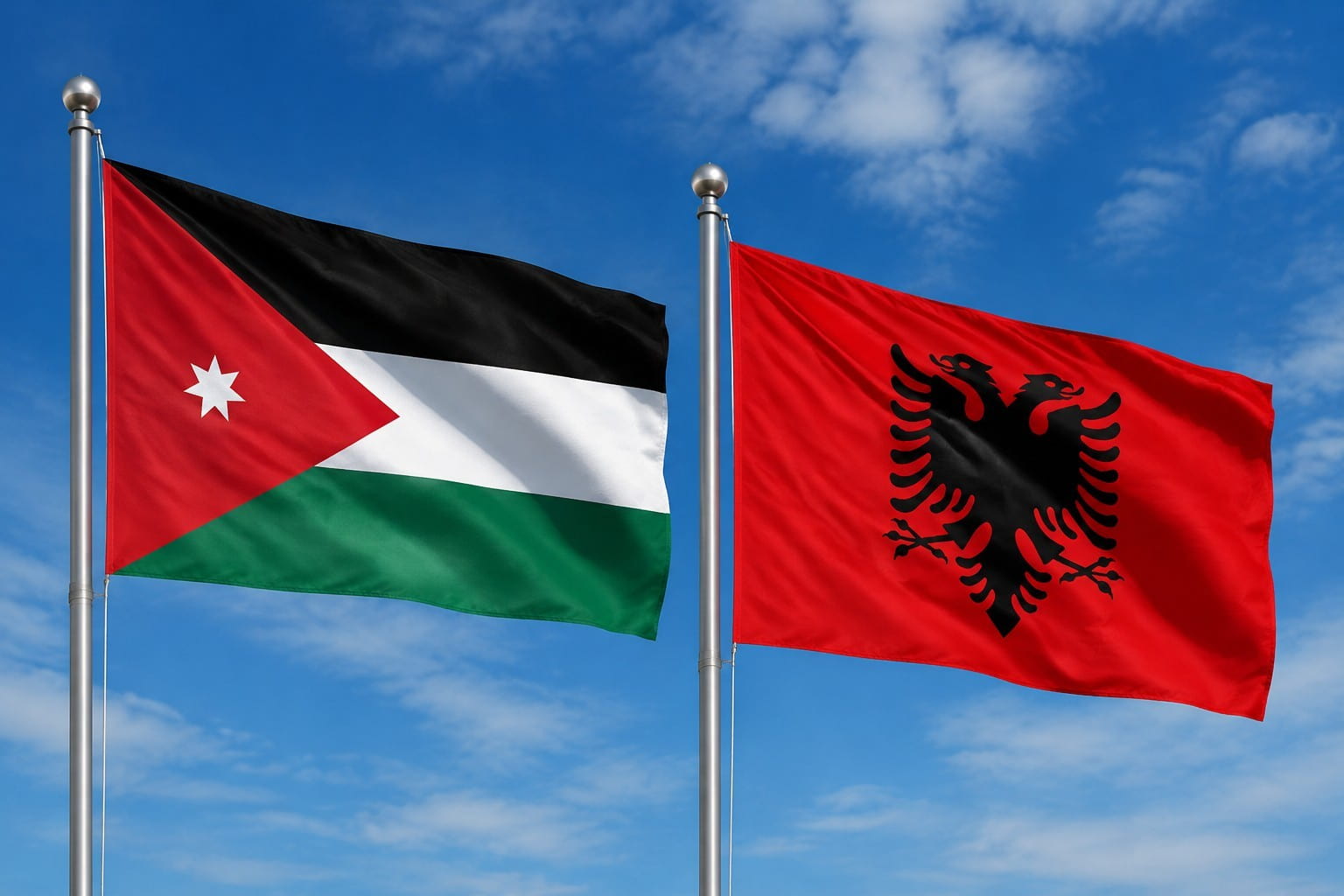 Jordan Flag And Albania Flag