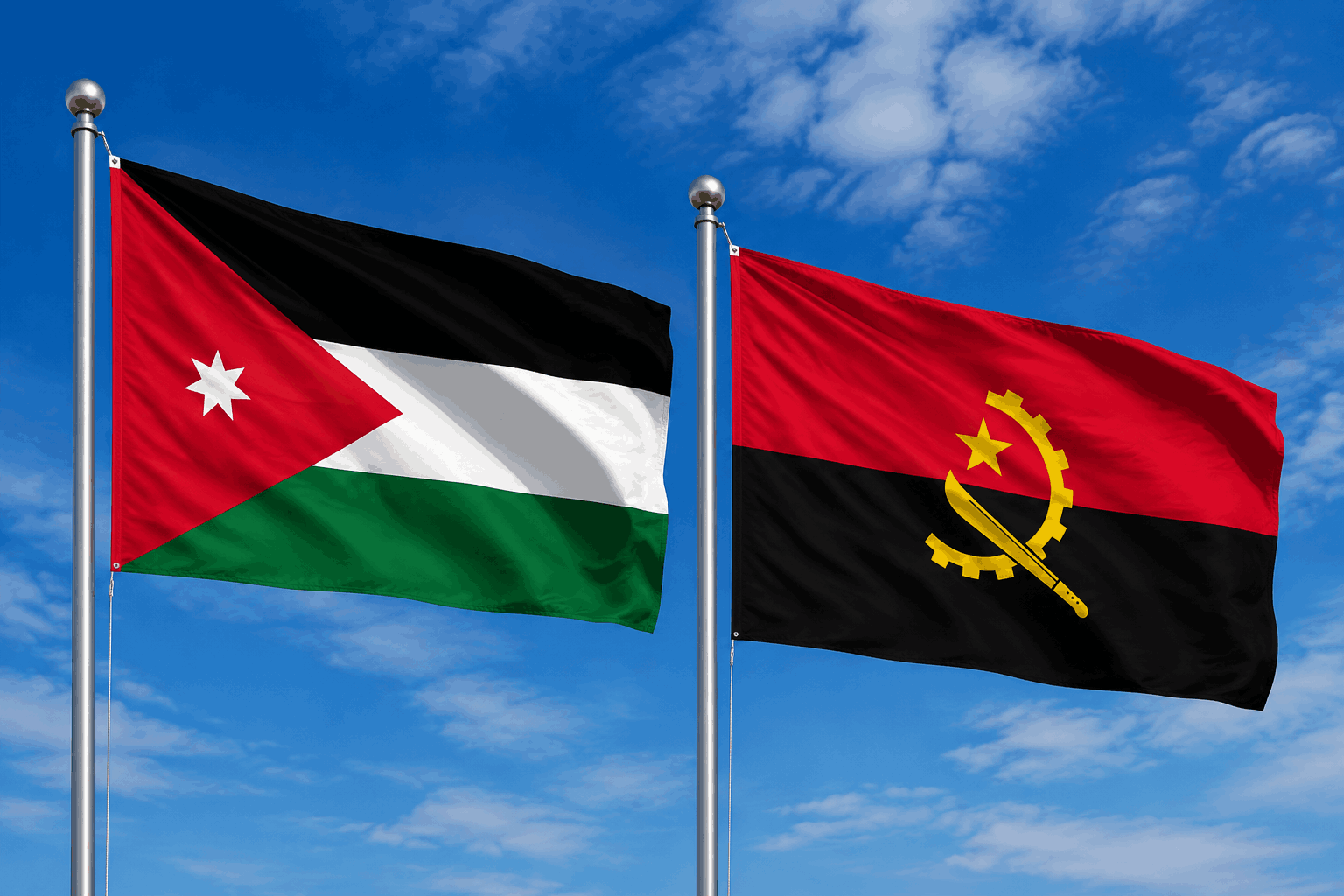Jordan Flag And Angola Flag