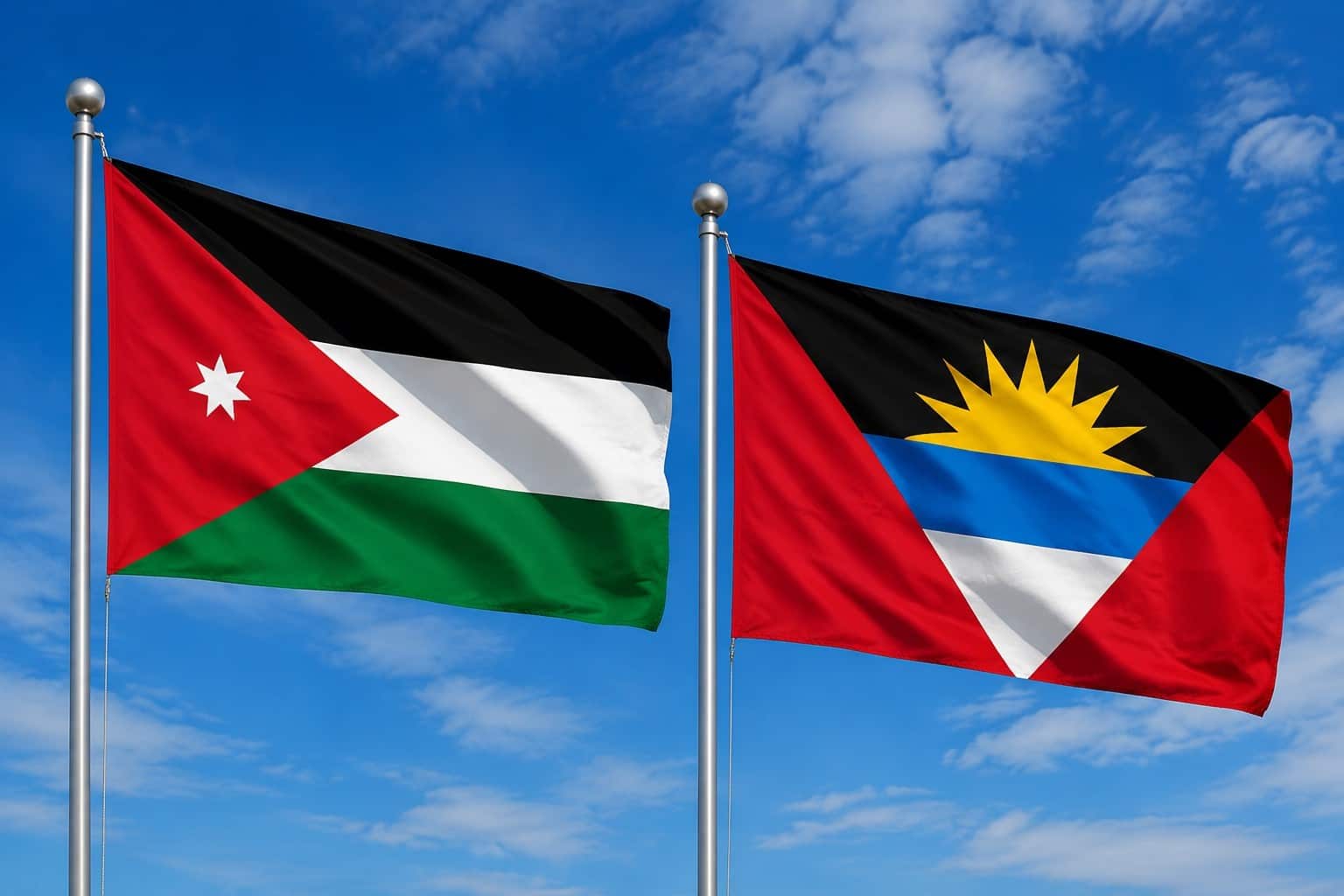Jordan Flag And Antigua And Barbuda Flag