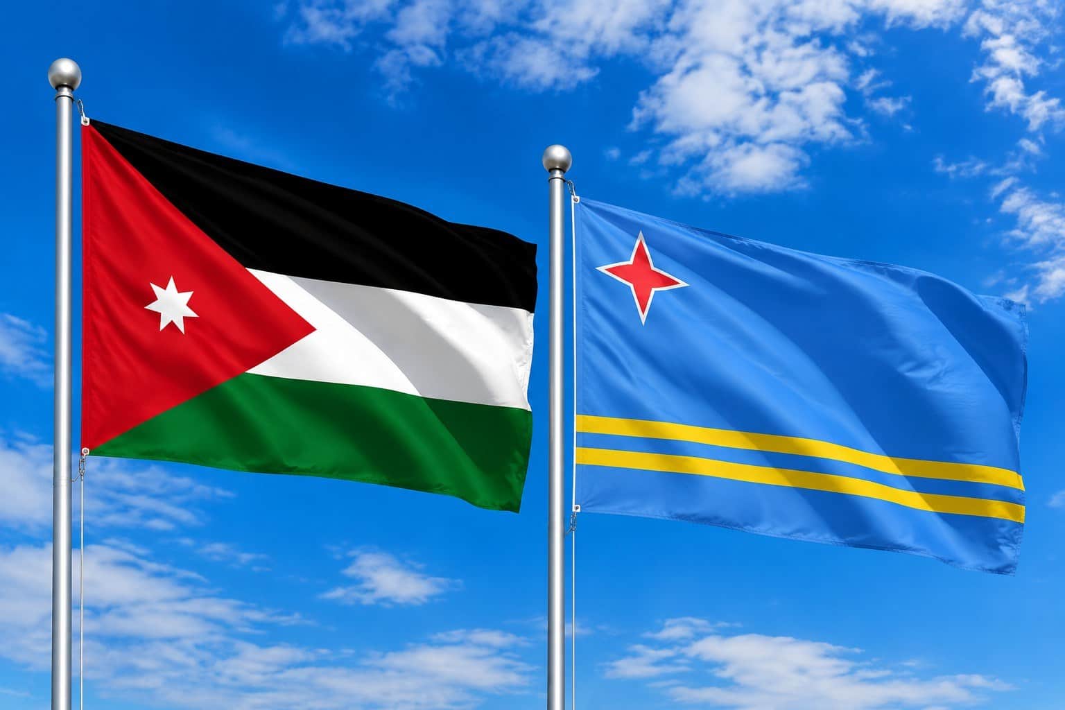Jordan Flag And Aruba Flag