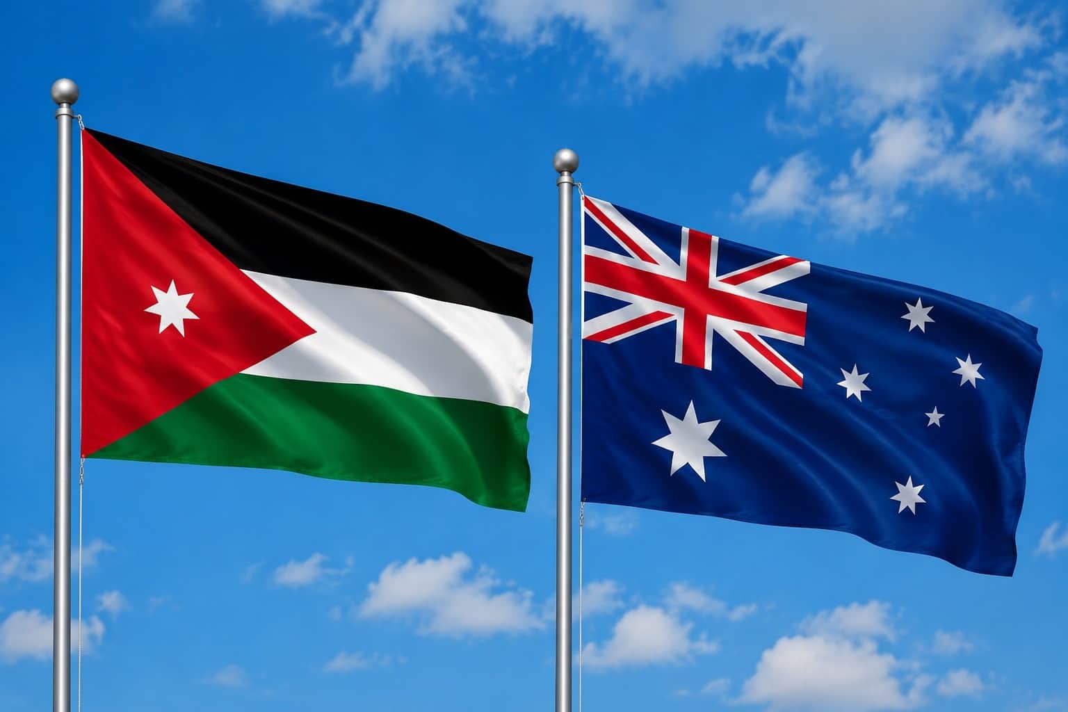 Jordan Flag And Australia Flag