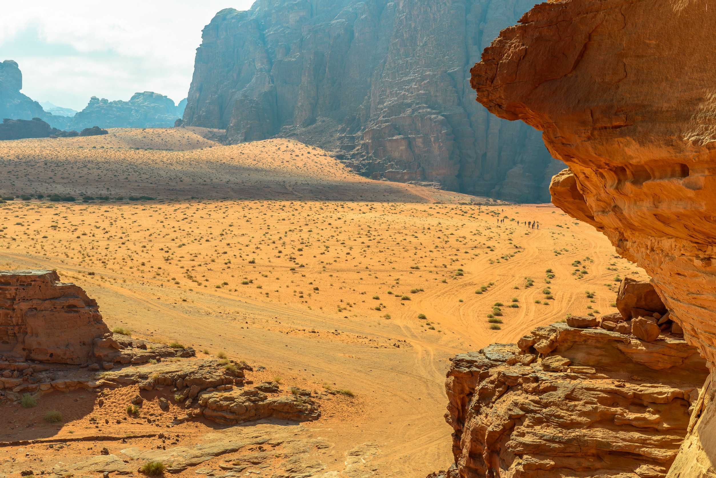 People Travelling In Wadi Rum Desert Jordan