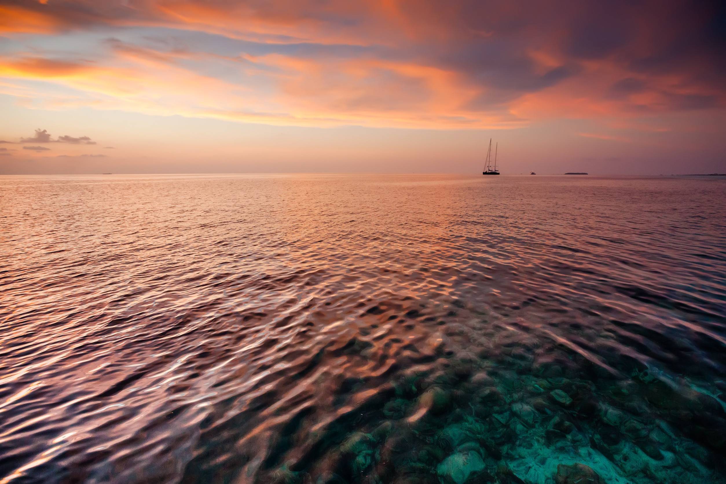 Scenic View At Ocean Near Maldives